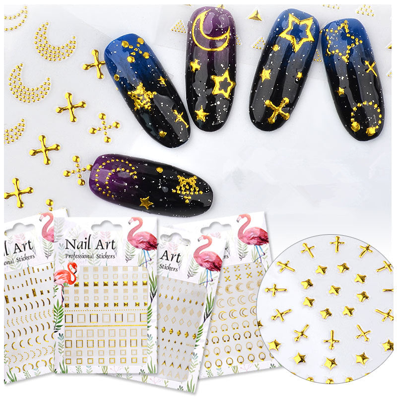 Gold Foil Detailed Nail Stickers