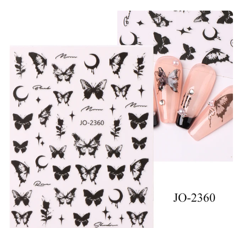 Butterfly Nail Stickers ,Colour Black